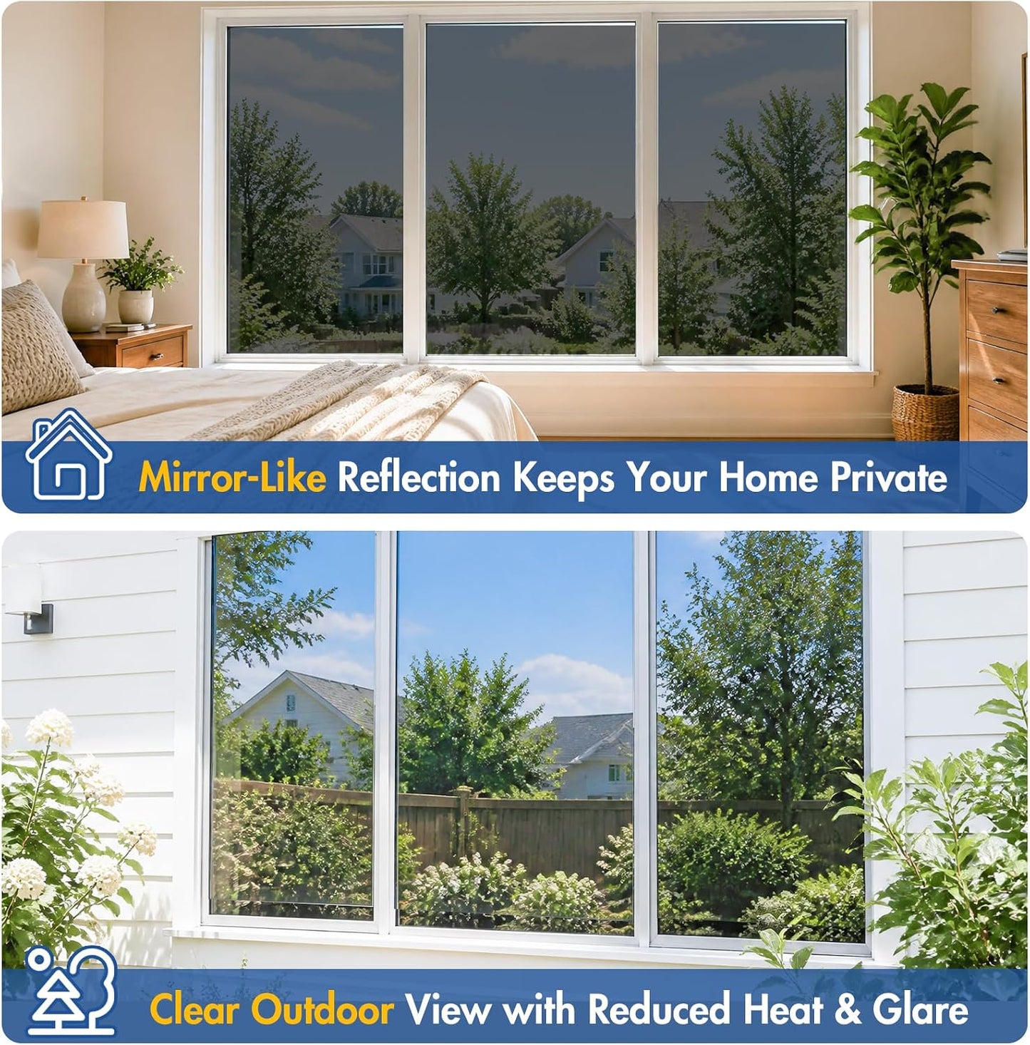 Coavas Blackout Window Film, 100% Light Blocking Privacy Window Film, No Glue Static Cling, Heat & UV Blocking, Removable Room Darkening Window Cover, Renter Friendly for Bedroom, 17.5x78.7Inch,Black