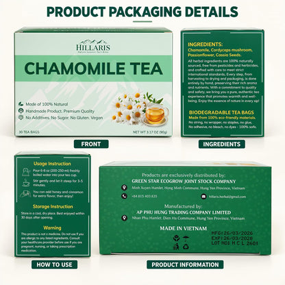 HILLARIS Chamomile Passionflower Herbal Tea, 30 Ct, 3g Each, Caffeine-Free