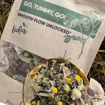 Leckar Go Tummy Go Herbal Tea – Natural Digestive Support & Bloating Relief – Gentle Detox & Regularity Blend with Senna, Fennel & Dandelion – Caffeine-Free – 2 oz
