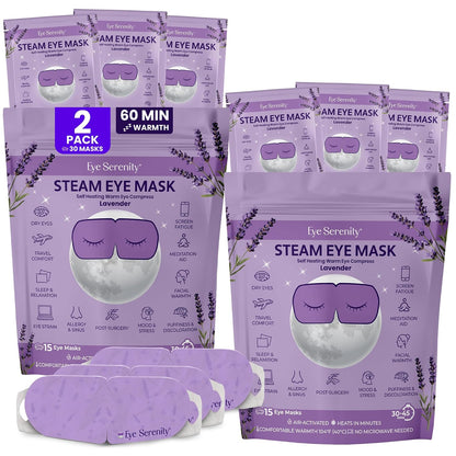 Eye Serenity Steam Eye Mask, Heated Eye Mask, Self Heating Warm Compress for Dry Eyes, Fast Relief for Stye, Puffy Sensitive Eyes, Moist Heat, Gift for Women and Men - Unscented