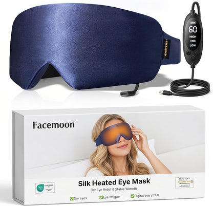 Heated Eye Mask for Dry Eyes, USB Powered Silk Warm Compress for Eyes