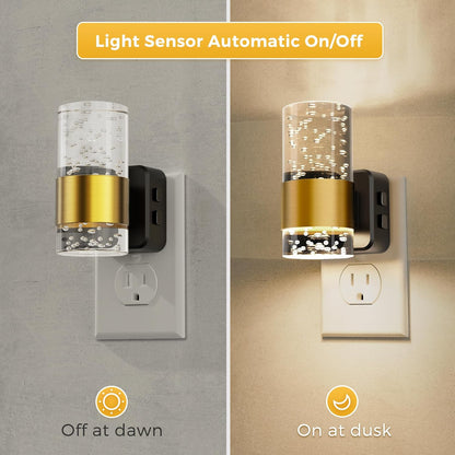 L LOHAS LED Night Lights Plug into wall, Amber Night Light with Adjustable Brightness, Plug in NightLight with Auto Light Sensor, Wall Sconce-Style Design Night Light for Bathroom,Hallway, 2 Pack