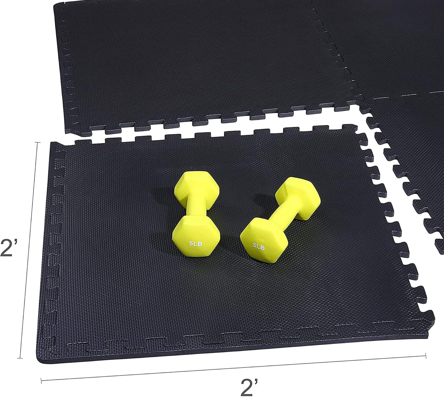 BalanceFrom Puzzle Exercise Mat 1/2" Thick, EVA Interlocking Foam Floor | Tiles for Home Gym, Mat for Home Workout Equipment, Floor Padding for Kids, Black, 24 in x 24 in x 1/2 in, 144 Sq Ft-36 Tiles