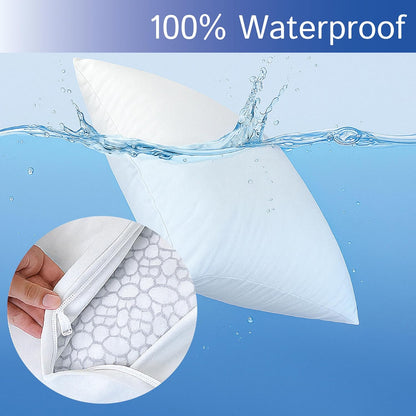Four Seasons Essentials Standard Pillow Protectors (Set of 2) – Zippered Waterproof Pillow Covers Hypoallergenic Dust Proof Pillowcase Encasement Cover