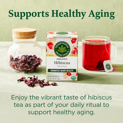Traditional Medicinals Organic, Hibiscus Tea - Supports Normal Heart Health & Cardiovascular Wellness - Kosher, Non-GMO, Caffeine-Free, Compostable - 16 Tea Bags
