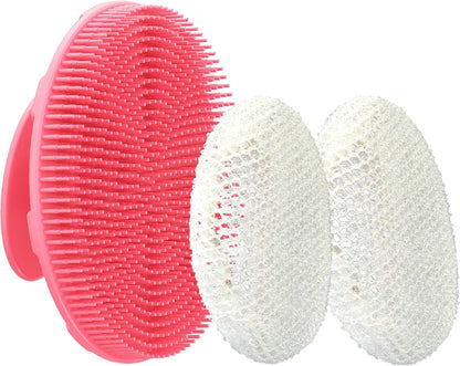 INNERNEED Food-Grade Soft Silicone Body Scrubber Shower Brush Handheld Cleansing Skin Brush, Gentle Exfoliating and Lather Well (Dark Green)