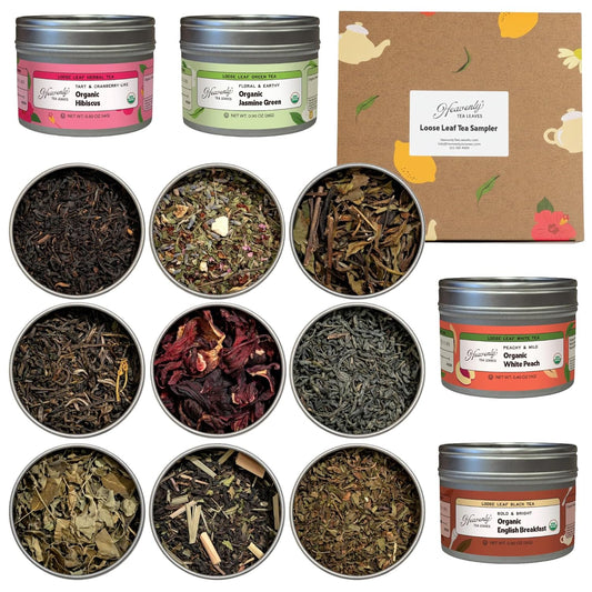 Heavenly Tea Leaves Organic 9 Flavor Variety Pack, Loose Leaf Gift Sampler