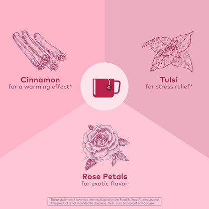 ORGANIC INDIA Tulsi Cinnamon Rose Tea Bags, 18 Infusion Bags, 3 Pack
