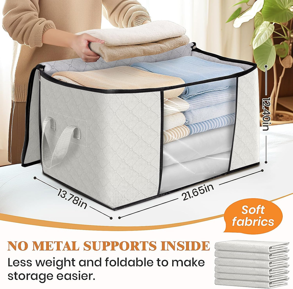 Fab totes Storage Bags for Clothes Blanket Storage Bins with Lids