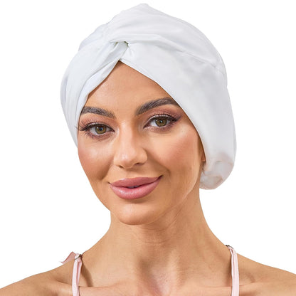 Adjustable Silk Satin Bonnet for Sleeping Hair Wrap, Double Layer Sleep Cap, Night Turban for Large Long Curly Braid Women Men Hair - Matcha Green