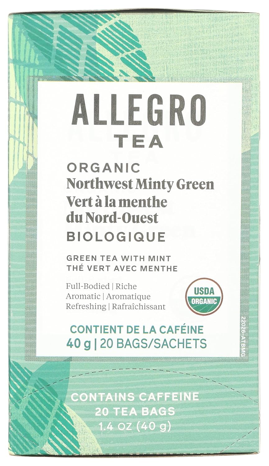 Allegro Tea, Organic Northwest Minty Green Tea Bags, 20 ct