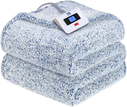 Sealy Electric Blanket Heated Throw 50"x60" Soft Double Sherpa Super Cozy with 6 Fast Heating Levels & 2-10 Hours Auto-Off, Over-Heat Protection, Machine Washable, Charcoal