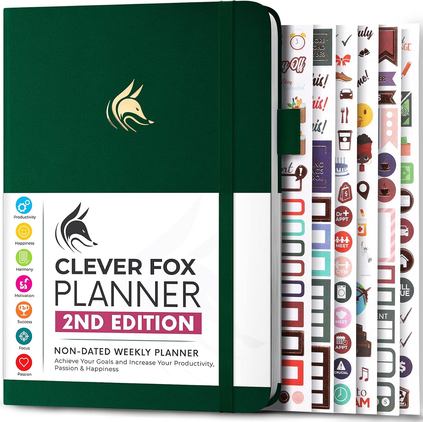 Clever Fox Planner 2nd Edition – Colorful Weekly & Monthly Goal Planner, Time Management & Productivity Organizer, Undated, A5 (Dark Teal)