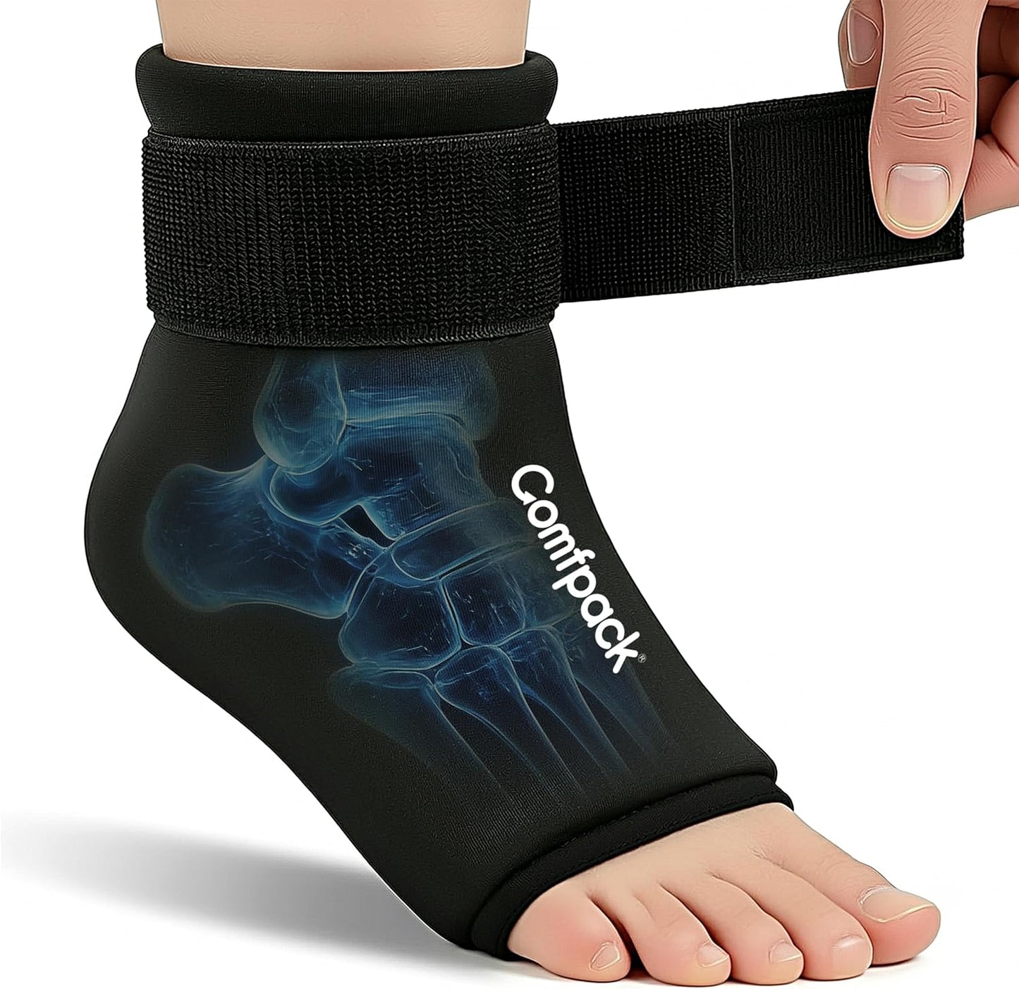 Comfpack Ankle Ice Pack Wrap for Swelling, Reusable Foot Ice Pack Wrap, Hot & Cold Therapy Compression Sleeve for Plantar Fasciitis Relief, Achilles Tendonitis, Sprain, Heel Pain, Sprained
