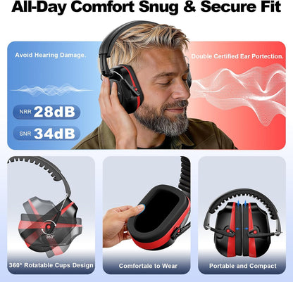Floriogra Noise Reduction Ear Muffs, NRR 34dB Ear Protection, Hearing Protection Noise Cancelling Headphones for Adults Kids Autism, Shooting Ear Protection for Gun Range, Mowing, Construction
