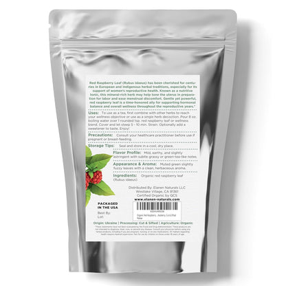 Organic Red Raspberry Leaf 4 oz. (113g), USDA Certified Organic Red Raspberry Leaf Tea Pregnancy, Loose Rasberry, Cut & Sifted