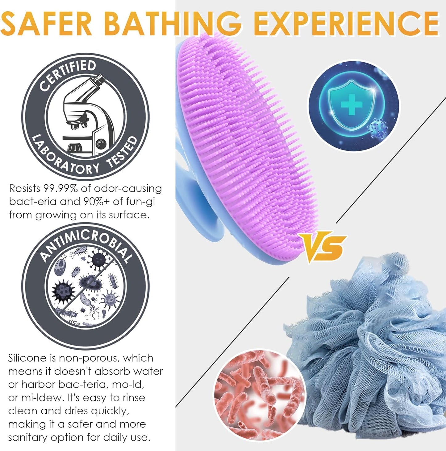 INNERNEED Food-Grade Soft Silicone Body Scrubber Shower Brush Handheld Cleansing Skin Brush, Gentle Exfoliating and Lather Well (Dark Green)