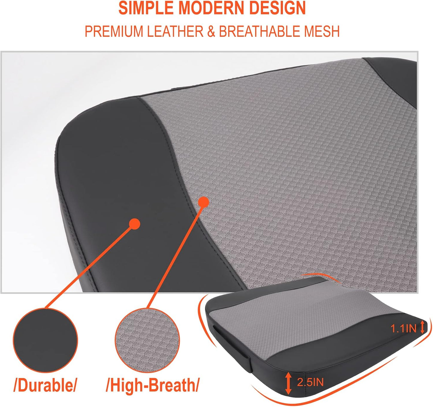 Lofty Aim Car Seat Cushion, Comfort Memory Foam Car Cushions for Driving - Sciatica & Lower Back Pain Relief, Driver Seat Pillow for Auto, Office Chair, Wheelchair - Black