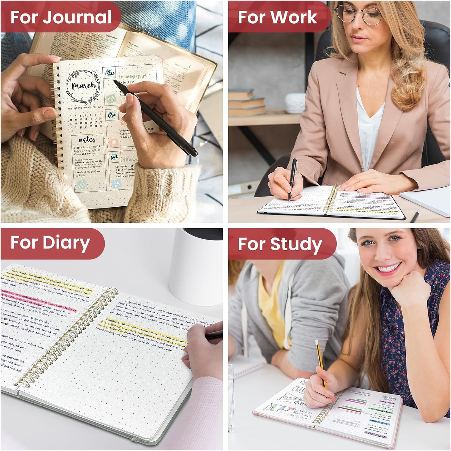 Taja Lined Spiral Journal Notebook for Women & Men, 140 Pages, College Ruled Hardcover Notebook for Work & Note Taking, Journals for Writing, A5(5.7" x 7.9") - Green