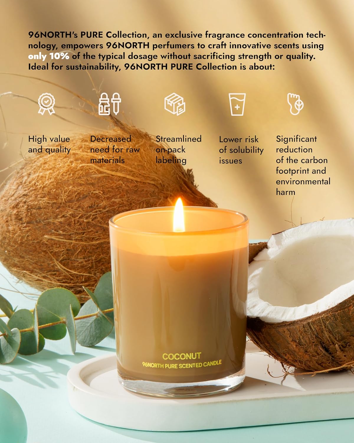 96NORTH Luxury Vanilla Soy Candles | Large 3 Wick Jar Candle | Up to 50 Hours Burning Time | 100% Natural Soy Wax | Relaxing Aromatherapy Aesthetic Candle | Housewarming Gift for Men and Women