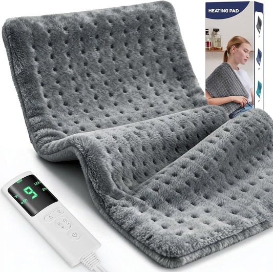 Heating Pad for Back, 17 x 33 in,9 Heat Settings,4 Timer, Gray