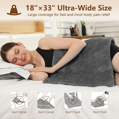 Electric Heating Pad HSA Eligible, Heated Pad for Back Neck Shoulder Pain Relif, Heating Pad for Period Cramps with 2H Auto Shut Off and 4 Heating Levels, 12"x24" Dark Grey