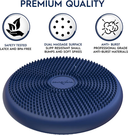 Bouncyband – Wiggle Seat – Purple, 13” D – Large Sensory Cushion for Kids Ages 6-18+ – Promotes Active Learning, Improves Student Productivity, Includes Easy-Inflation Pump