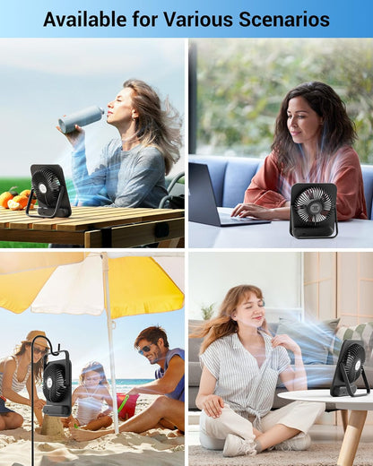 WHATOOK Small Desk Fan Personal Fans: 5000mah 25 Hours Battery Office Quiet Mini Desktop Fan Portable Rechargeable Travel Essentials (Purple, 2000 mAh)