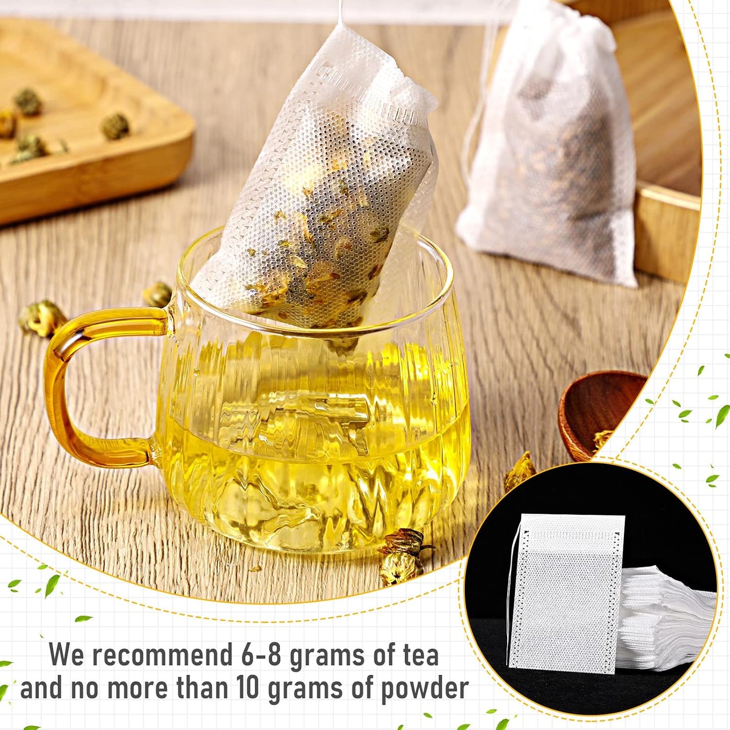 1000 Pcs Disposable Tea Bags Bulk for Loose Leaf Tea Drawstring Empty Coffee Sachets Filter Infuser Strainers for Coffee Spice Christmas Herbs Gift (2.75 X 3.54 Inch)