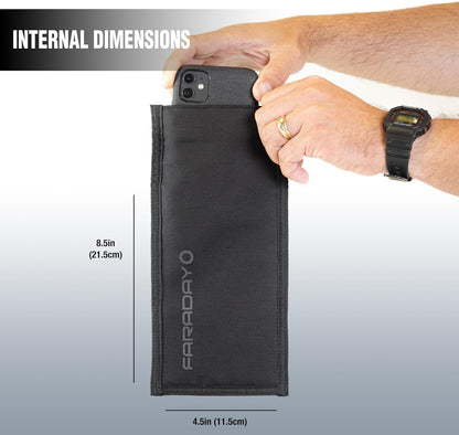 Faraday Defense Faraday Bag Jacket Pro for Phones | Magnetic Closure, Shielding - Law Enforcement & Military, Travel & Data Security, Privacy, Anti-Tracking Anti-Hacking Black (Phone Vertical)