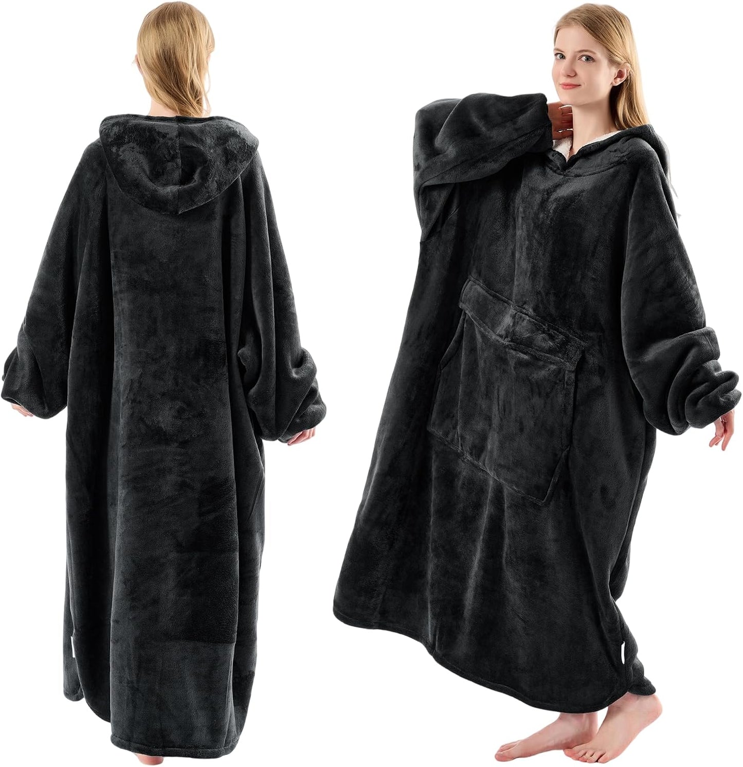 Krifey Wearable Blanket Hoodie, Oversized Sherpa Hooded Blanket for Adults | Soft sherpa fleece with sleeves and pocket; oversized fit for lounging, WFH, camping, Christmas and white elephant gifts.