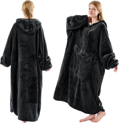 Krifey Wearable Blanket Hoodie, Oversized Sherpa Hooded Blanket for Adults | Soft sherpa fleece with sleeves and pocket; oversized fit for lounging, WFH, camping, Christmas and white elephant gifts.