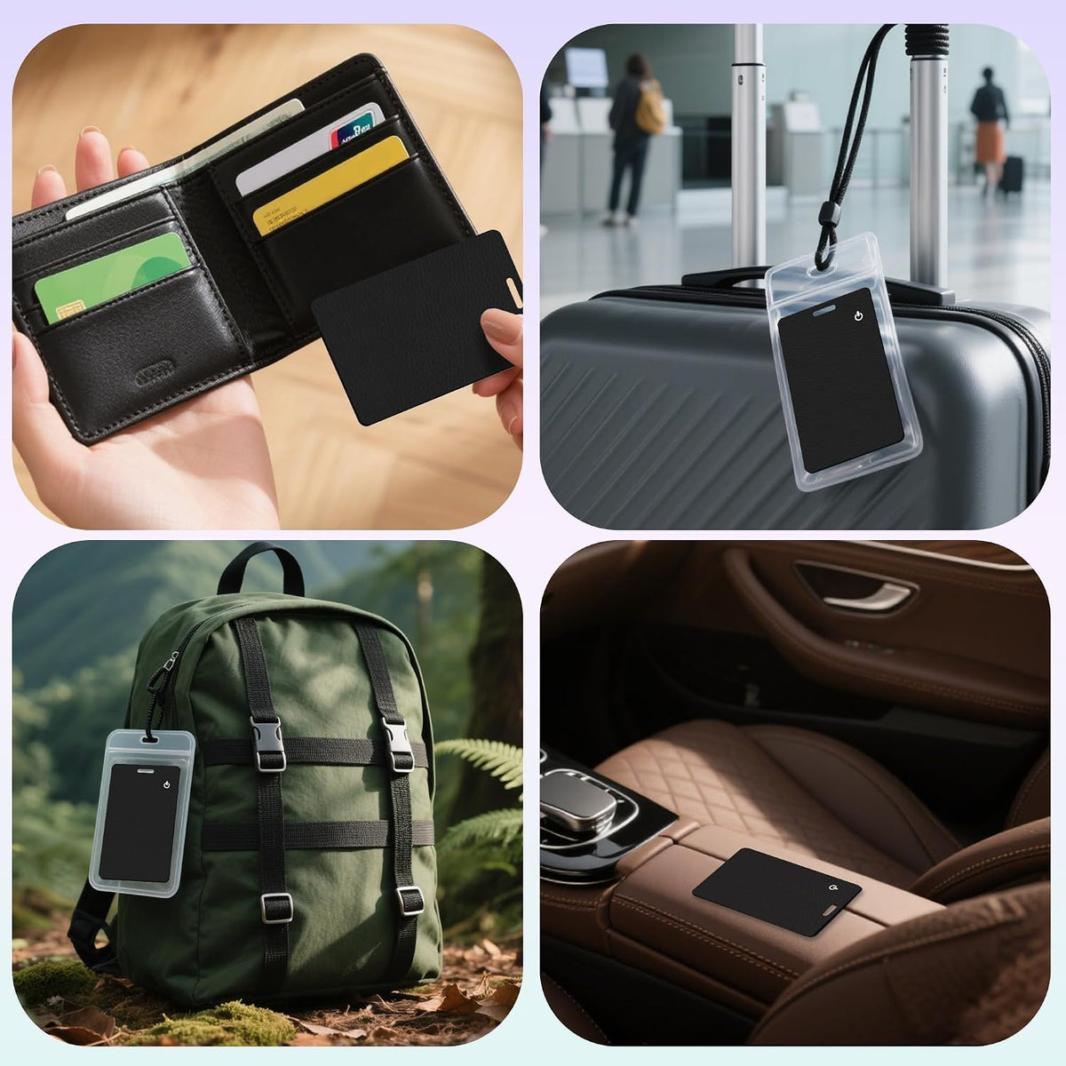 Wallet Tracker Card, Slim Rechargeable Bluetooth Item Locator, Smart Finder Compatible with Apple Find My for Wallet, Luggage, Passport, IP68 Waterproof (iOS Only) (Carbon Fiber Black)