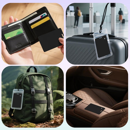 Wallet Tracker Card, Slim Rechargeable Bluetooth Item Locator, Smart Finder Compatible with Apple Find My for Wallet, Luggage, Passport, IP68 Waterproof (iOS Only) (Carbon Fiber Black)