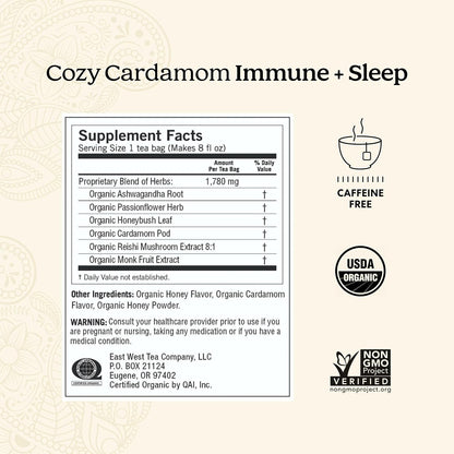 Yogi Cozy Cardamom Immune and Sleep Tea, 16 Tea Bags (6 Pack)