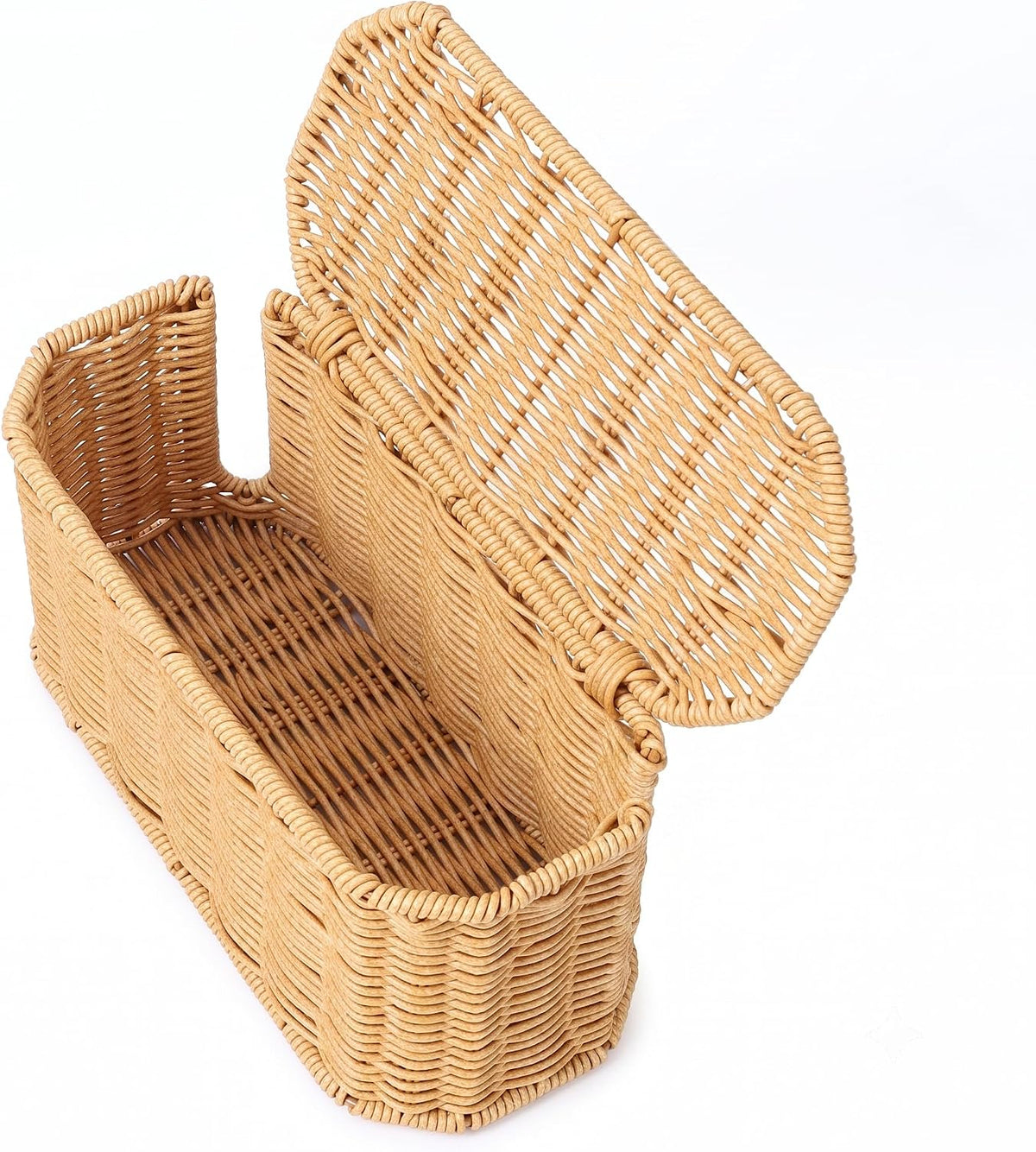 Rattan Cable Management Box, Cord Organizer to Hide Cords & Power Strip