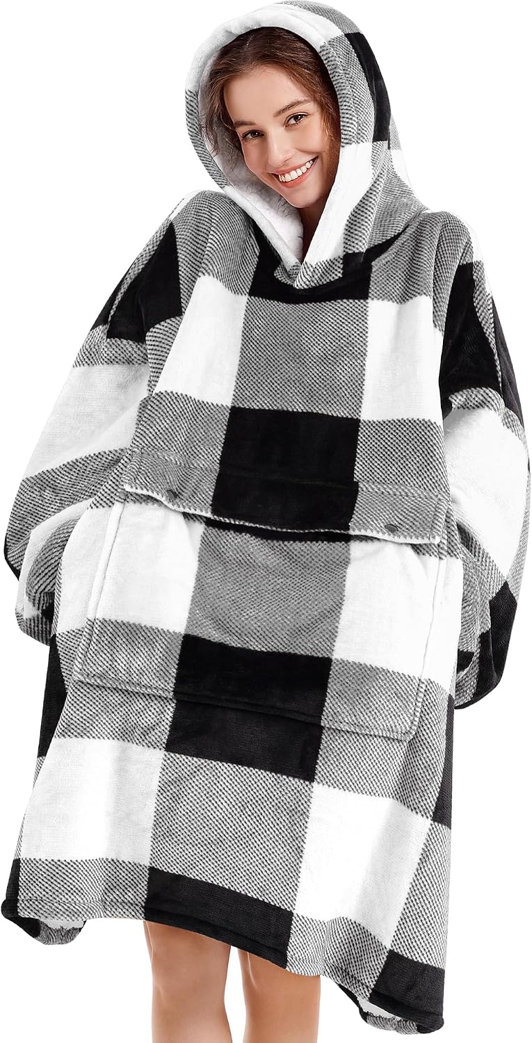 Narecte Cozy Oversized Blanket Hoodie Wearable Blanket Adults Soft Hooded Blanket Hoodie Birthday Gifts for Women Christmas - Colors B