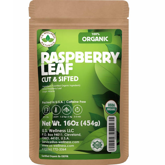 Raspberry Leaf Tea - 16Oz (REAL WILD HARVEST) | 100% USDA Certified ORGANIC | Loose Leaf (Rubus idaeus aka Wild Raspberry Leaves) Cut & Sifted
