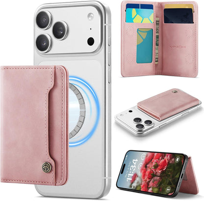 Vinich for MagSafe Wallet Magnetic RFID Blocking Card Holder, Rose Pink