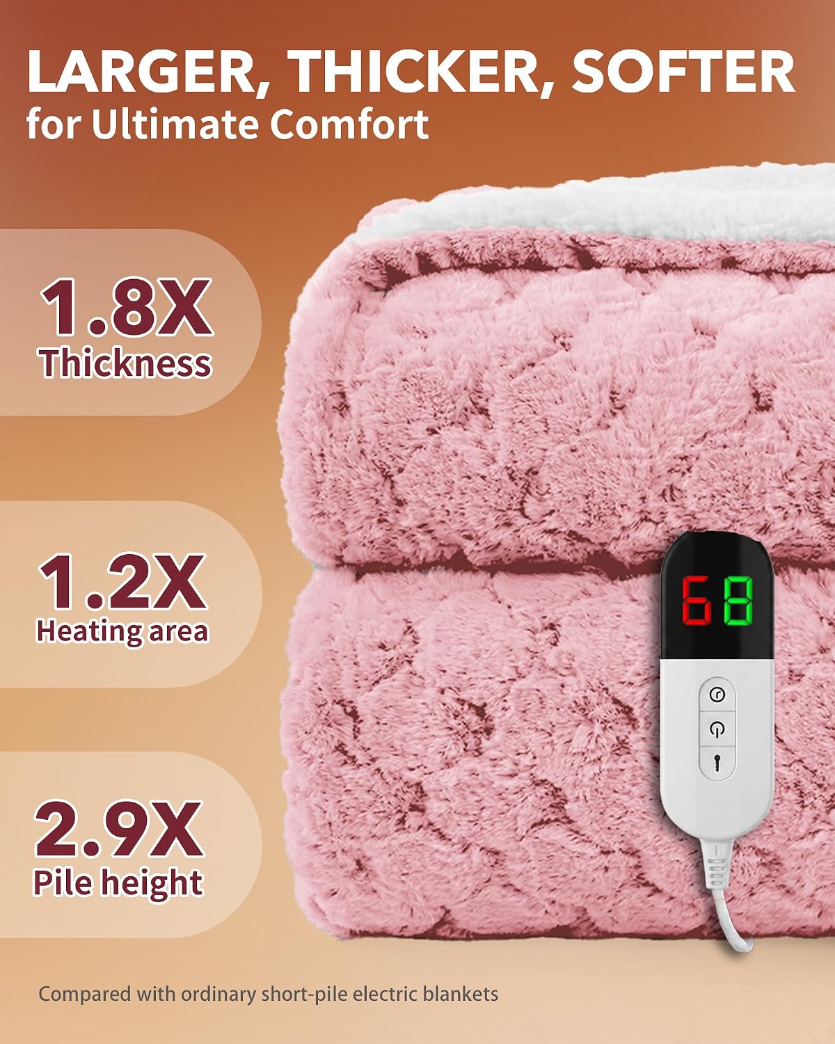 Homemate Electric Heated Blanket Twin - 62"x84" Heating Bed Blankets Throw with 10 Heating Levels 8 Hours Auto Off Fast Heating Over-Heated Protection Ultra Soft Warm Flannel ETL Certified Grey - Colors A