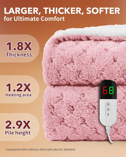 Homemate Electric Heated Blanket Twin - 62"x84" Heating Bed Blankets Throw with 10 Heating Levels 8 Hours Auto Off Fast Heating Over-Heated Protection Ultra Soft Warm Flannel ETL Certified Grey - Colors A
