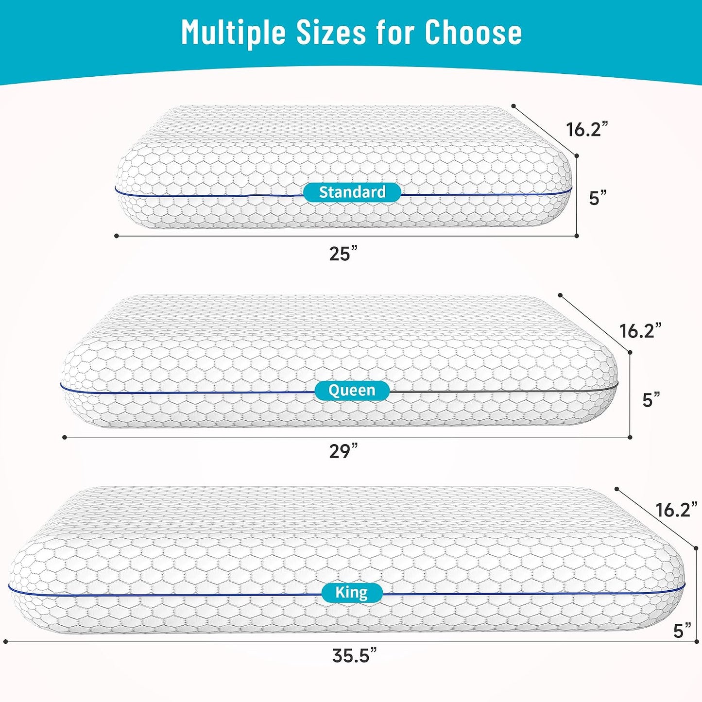 CushyOasis Memory Foam Pillows for Sleeping, Firm Bed Pillow, Standard Size