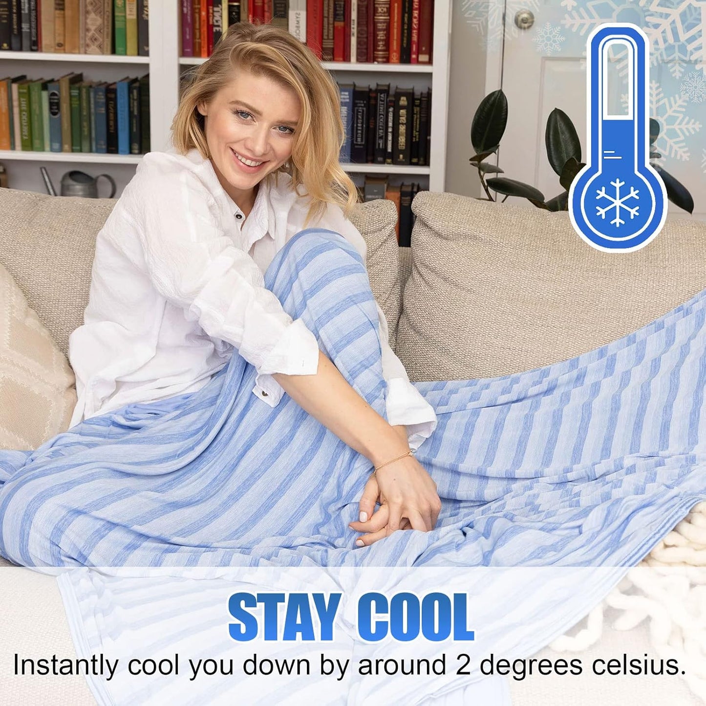 Ailemei Direct Cooling Throw Blanket for Hot Sleepers,Double Sided Cold Effect, Lightweight Breathable Summer Bed Blanket for Couch, Transfer Heat to Keep Body Cool Night Sweats,50"x70"