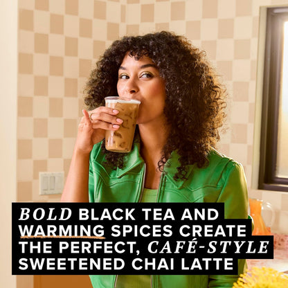 TAZO Classic Chai Latte Concentrate 32 oz Carton - Premium Caffeinated Black Tea with Cinnamon, Ginger, Cardamom and Vanilla Spices for Hot or Iced Chai Tea Lattes