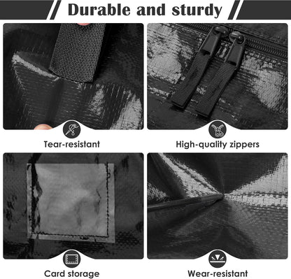 Moving Bags Heavy Duty 210GSM with Full-Open Side Zipper, 93L 220lbs Waterproof Foldable Storage Totes for College Dorm Move-In, Moving Boxes Alternative & Home Organization, Blue