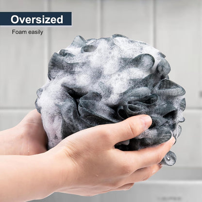 MTDLYICE Loofah Sponge XXL-100g 4 Pack, Bath Sponge Soft Mesh Shower Puff Loofah for Men, Exfoliating Body Scrubber for Women, Shower Accessories (Black)