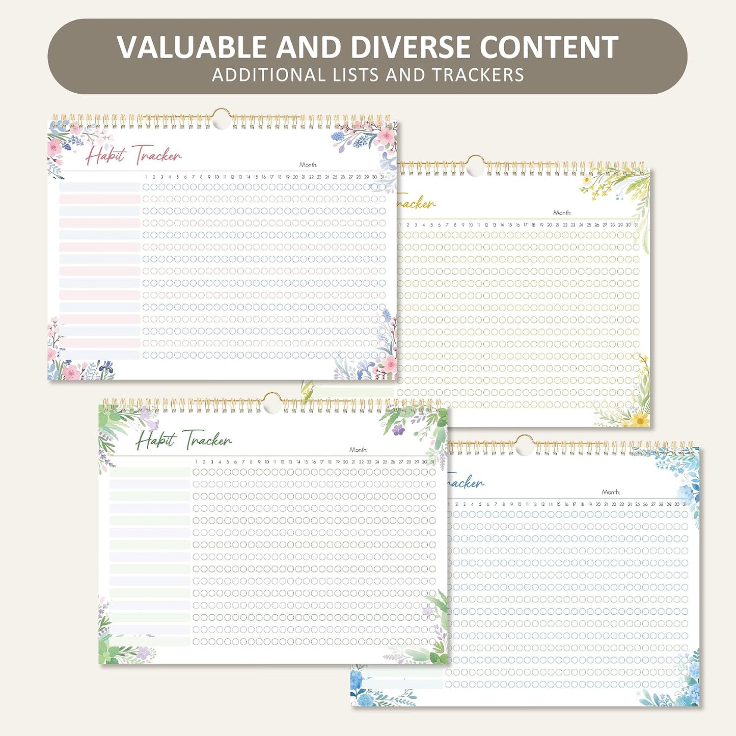 BIROYAL Habit Tracker Calendar 2026 (Undated 12 Months) - Daily Habit Tracker Jounal with Spiral Binding & Hanger - Goal Tracker - Motivational Monthly Habit Calendar - Productivity Tool and Workout Calendar - 8.6" x 11.2"