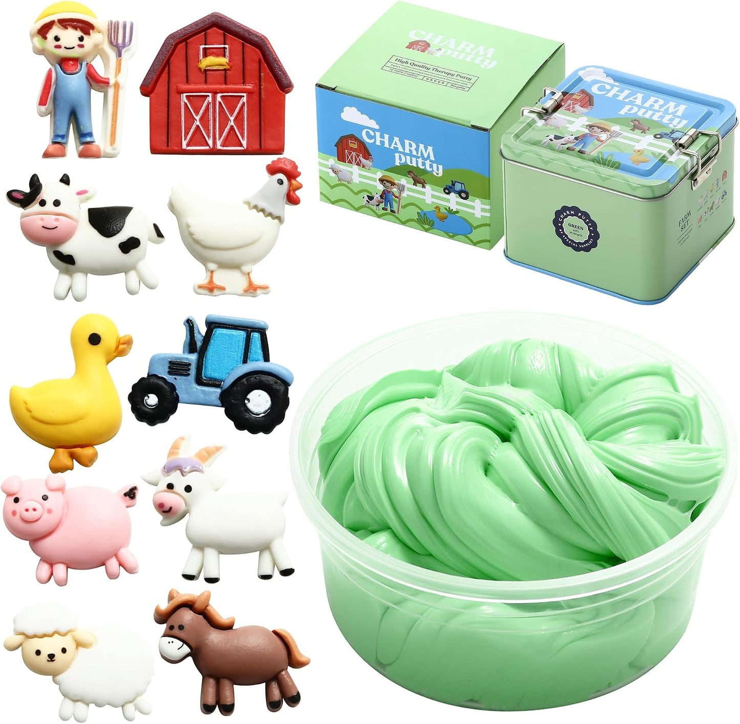 Special Supplies Sensory Therapy Putty for Kids and Adults with Cute Charms, Resistive Hand Exercise Stress Relief Therapy Putty (Farm)