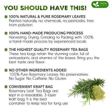 FreshDrinkUS, Premium Rosemary Leaf Tea, 40 Count, Pure, Caffeine Free