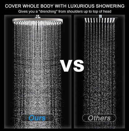 BOZYBO Rain Shower Head with Handheld: High Pressure Shower Heads with Handheld Spray Combo, 12" Rainfall Shower Head and 9 Sprays Hand Showerheads with Magnetic Docking and Power Jets, Black 1.75GPM
